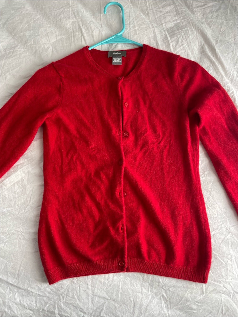 Neiman Marcus Red Cashmere Cardigan